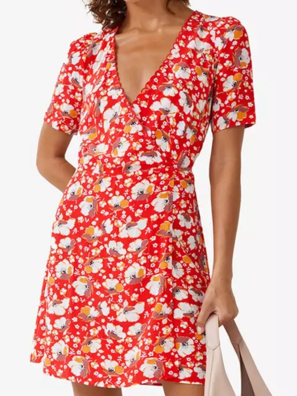NWT / & Other Stories Red Floral V-Neck Short Sleeve Wrap Dress